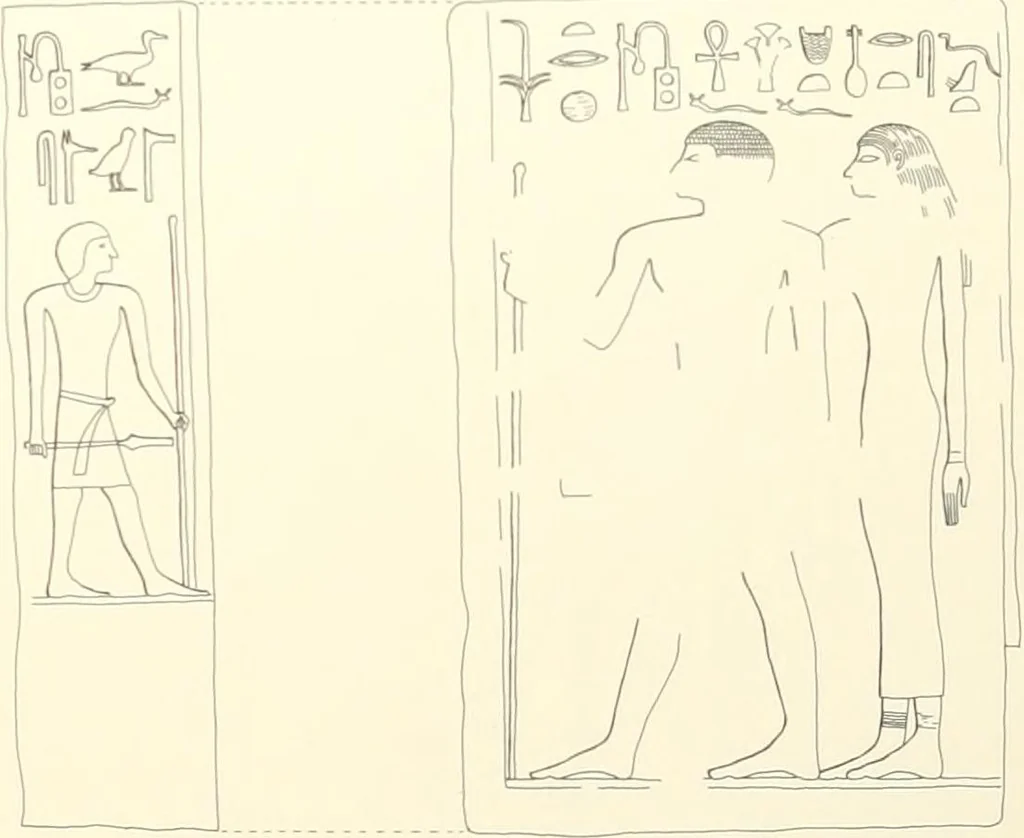 An illustration from Hieroglyphic texts from Egyptian stelae, etc, 1911, leaf 87