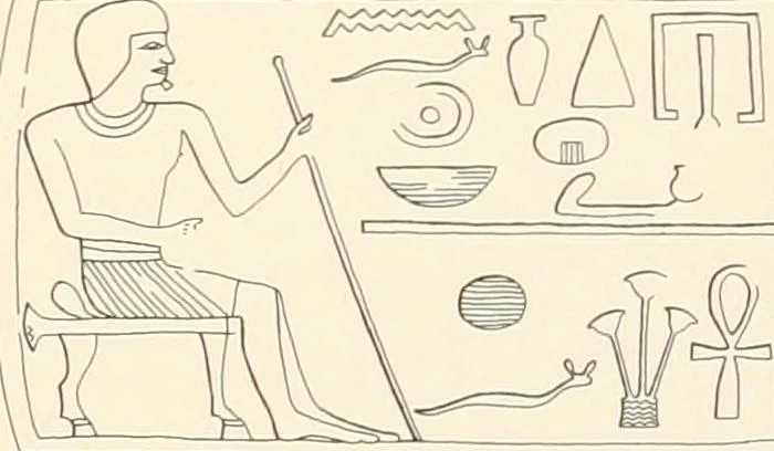 An illustration from Hieroglyphic texts from Egyptian stelae, etc, 1911, leaf 87