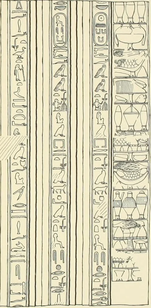 An illustration from Hieroglyphic texts from Egyptian stelae, etc, 1911, leaf 92