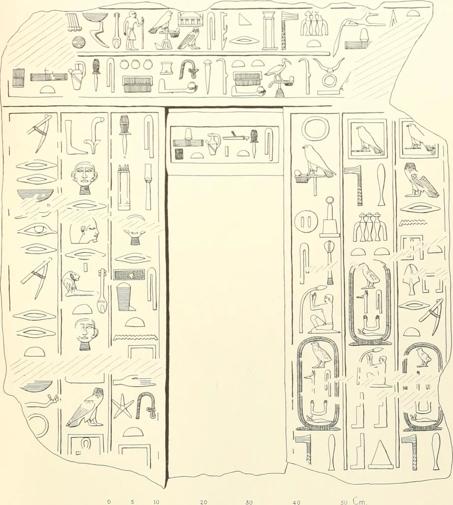 An illustration from Hieroglyphic texts from Egyptian stelae, etc, 1911, leaf 93