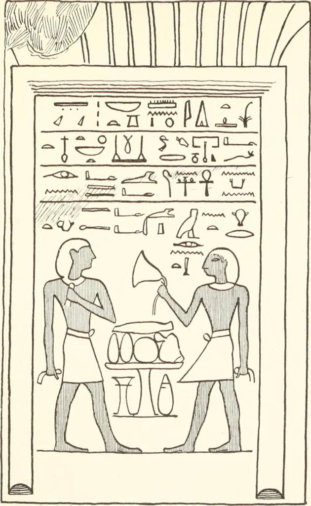 An illustration from Hieroglyphic texts from Egyptian stelae, etc, 1911, leaf 102