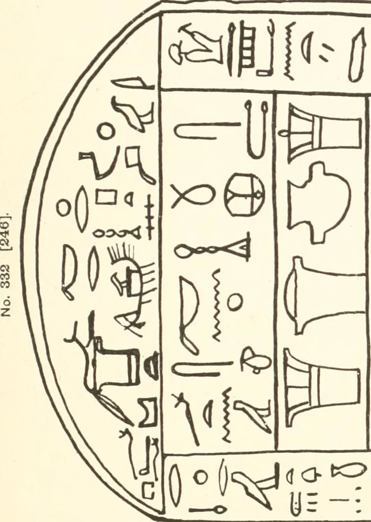 An illustration from Hieroglyphic texts from Egyptian stelae, etc, 1911, leaf 104