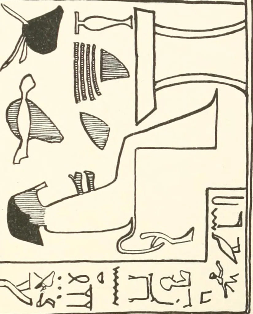 An illustration from Hieroglyphic texts from Egyptian stelae, etc, 1911, leaf 104