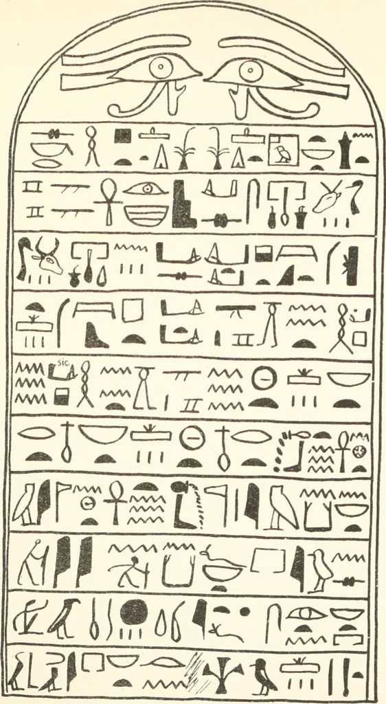 An illustration from Hieroglyphic texts from Egyptian stelae, etc, 1911, leaf 106