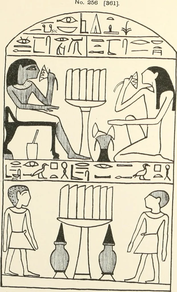 An illustration from Hieroglyphic texts from Egyptian stelae, etc, 1911, leaf 106