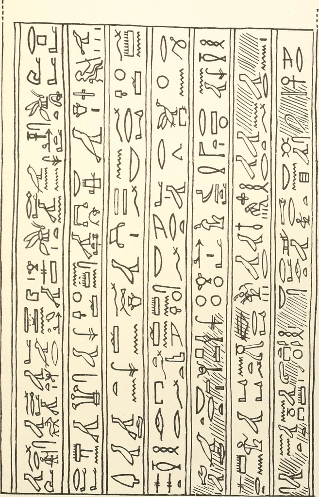 An illustration from Hieroglyphic texts from Egyptian stelae, etc, 1911, leaf 20