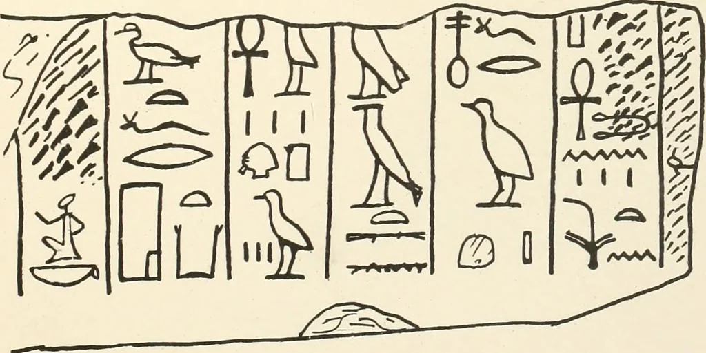 An illustration from Hieroglyphic texts from Egyptian stelae, etc, 1911, leaf 26