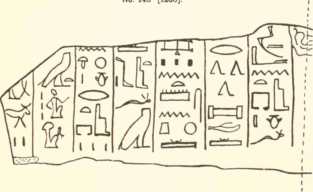 An illustration from Hieroglyphic texts from Egyptian stelae, etc, 1911, leaf 26