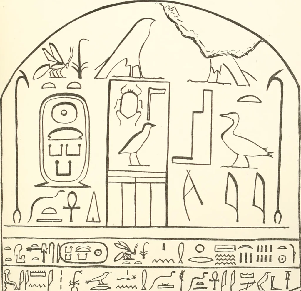 An illustration from Hieroglyphic texts from Egyptian stelae, etc, 1911, leaf 34