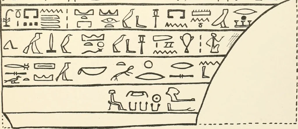 An illustration from Hieroglyphic texts from Egyptian stelae, etc, 1911, leaf 34