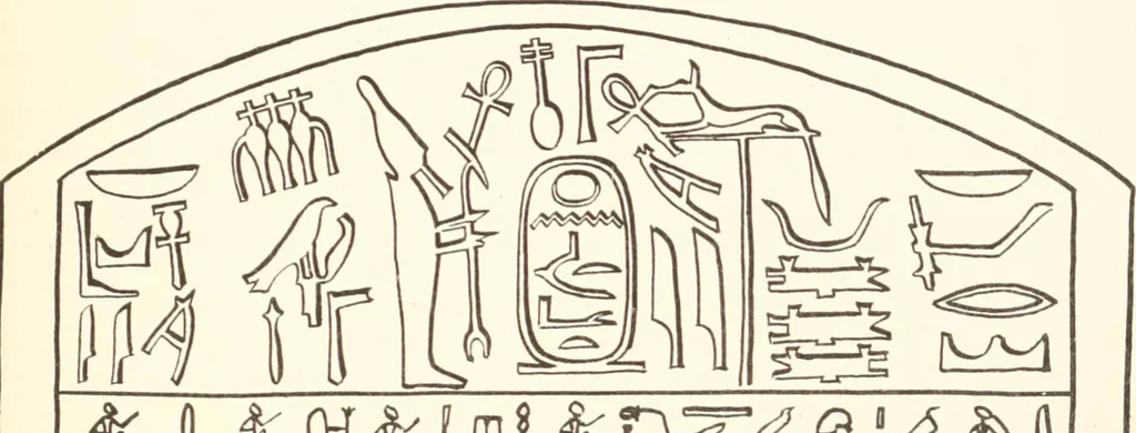 An illustration from Hieroglyphic texts from Egyptian stelae, etc, 1911, leaf 42