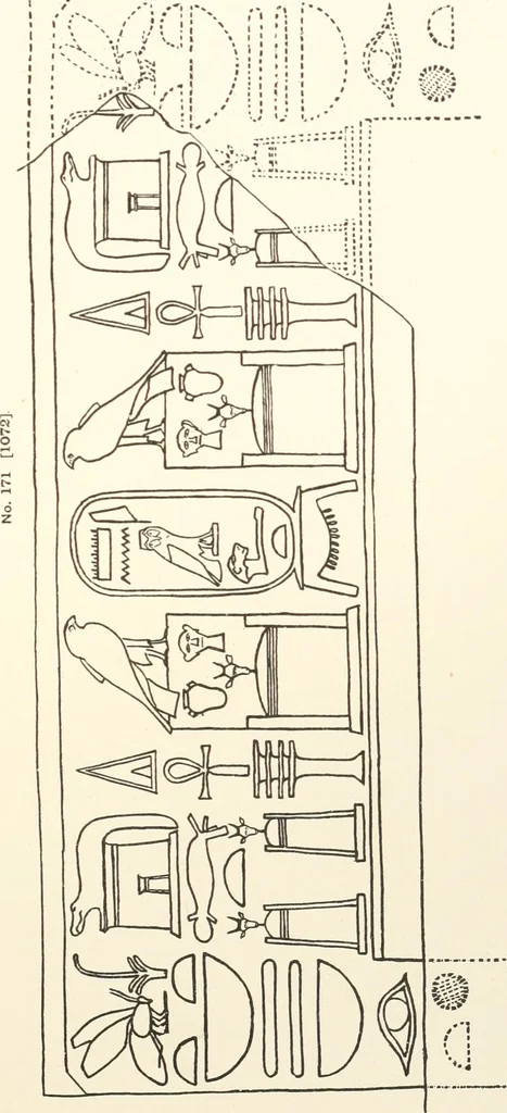 An illustration from Hieroglyphic texts from Egyptian stelae, etc, 1911, leaf 44
