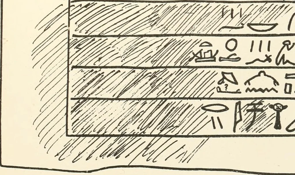 An illustration from Hieroglyphic texts from Egyptian stelae, etc, 1911, leaf 46