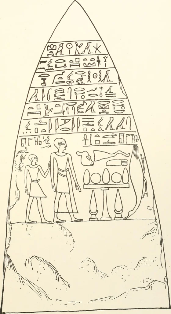 An illustration from Hieroglyphic texts from Egyptian stelae, etc, 1911, leaf 56