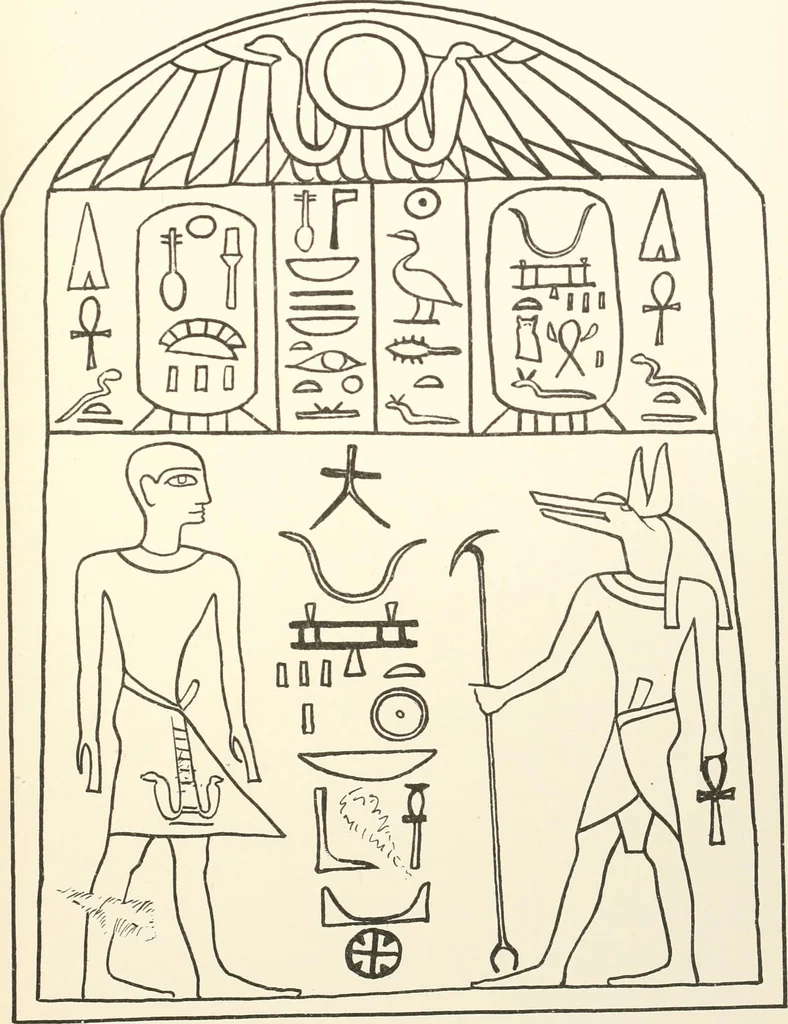 An illustration from Hieroglyphic texts from Egyptian stelae, etc, 1911, leaf 64