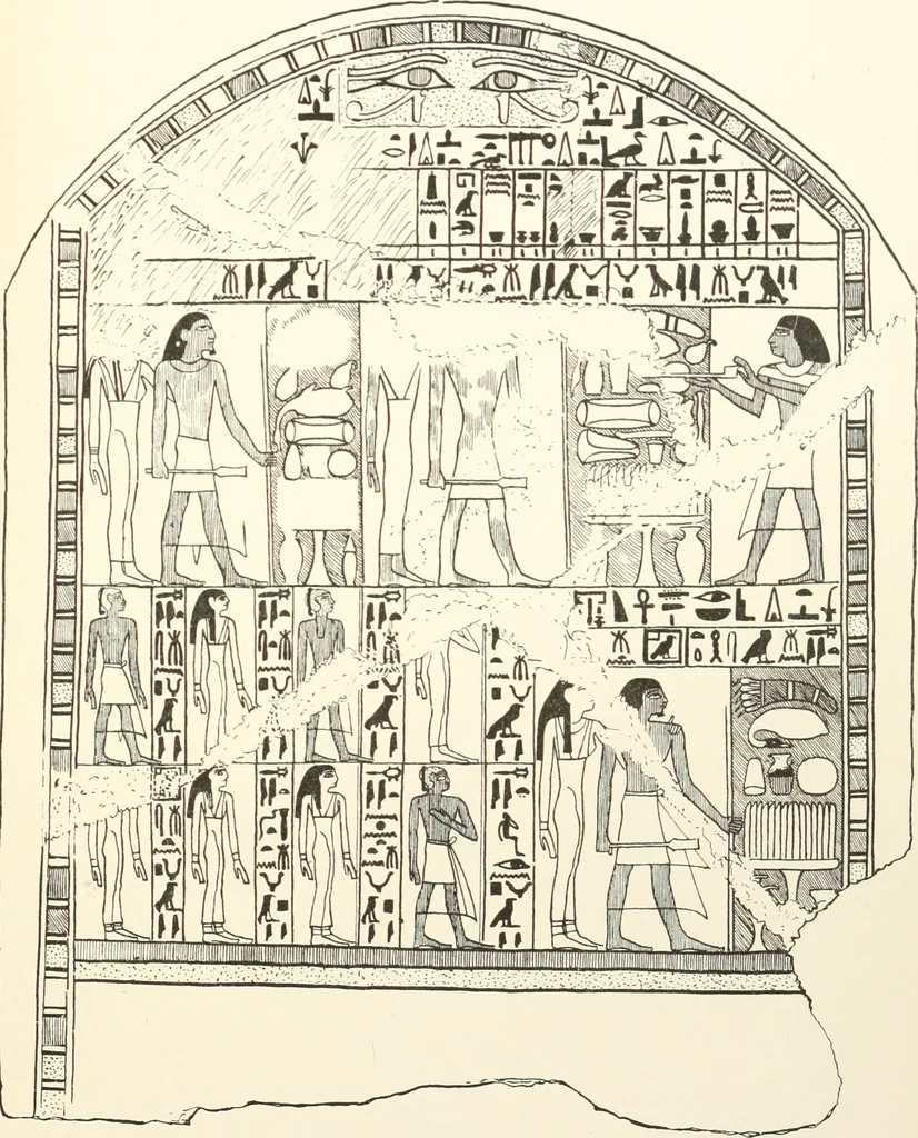 An illustration from Hieroglyphic texts from Egyptian stelae, etc, 1911, leaf 74