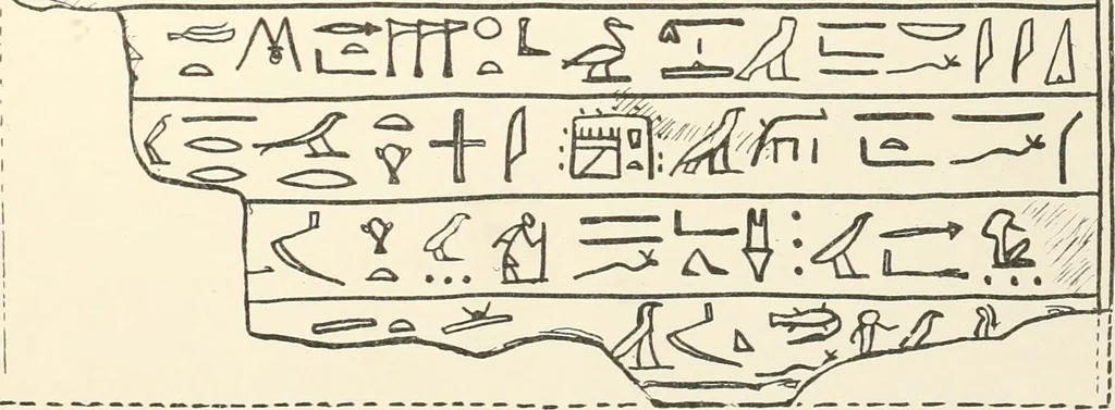 An illustration from Hieroglyphic texts from Egyptian stelae, etc, 1911, leaf 76