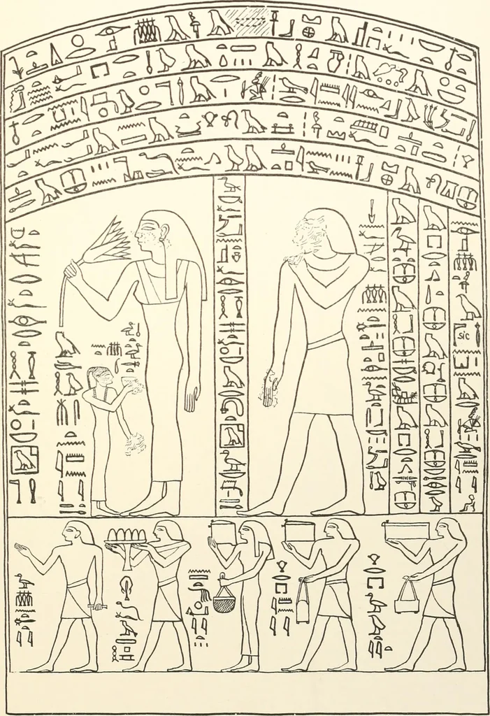 An illustration from Hieroglyphic texts from Egyptian stelae, etc, 1911, leaf 80