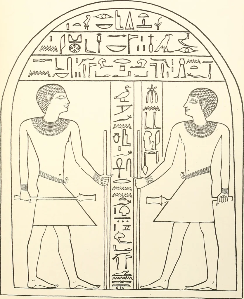 An illustration from Hieroglyphic texts from Egyptian stelae, etc, 1911, leaf 84