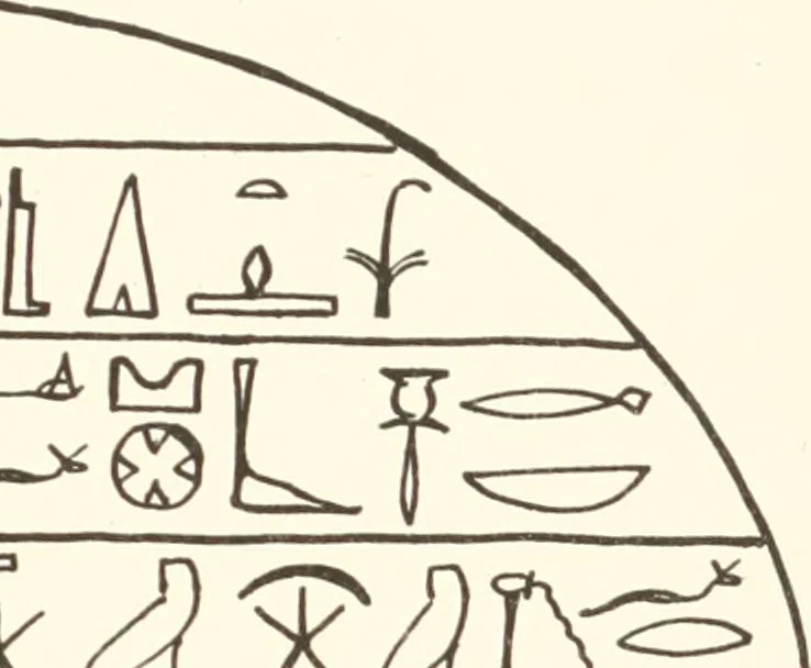 An illustration from Hieroglyphic texts from Egyptian stelae, etc, 1911, leaf 90