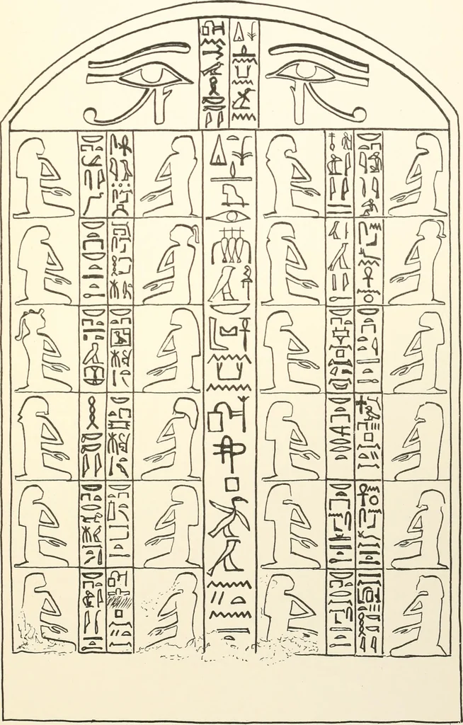 An illustration from Hieroglyphic texts from Egyptian stelae, etc, 1911, leaf 94