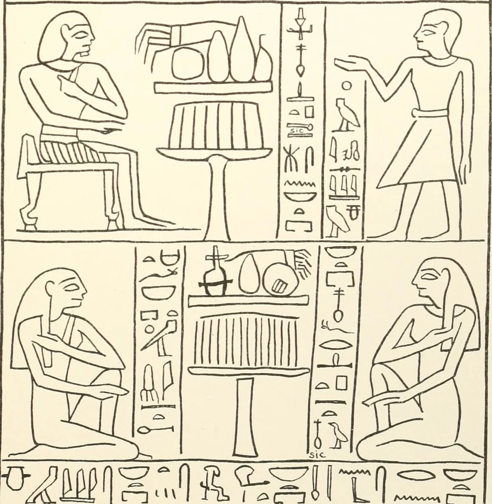 An illustration from Hieroglyphic texts from Egyptian stelae, etc, 1911, leaf 96