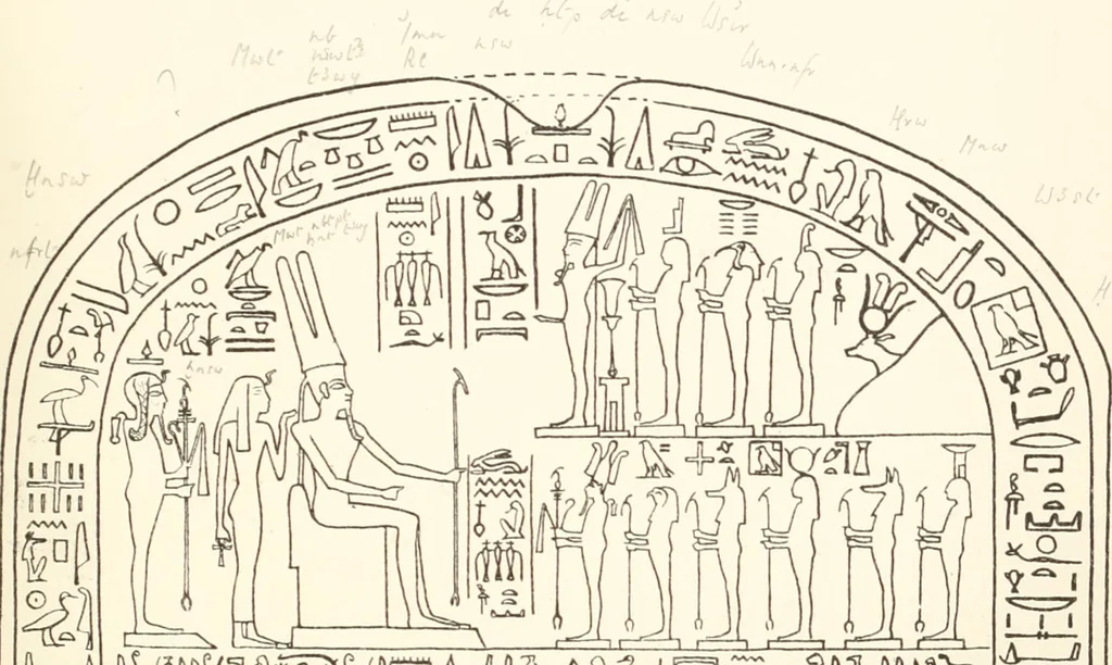 An illustration from Hieroglyphic texts from Egyptian stelae, etc, 1911, leaf 108