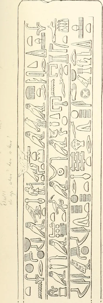 An illustration from Hieroglyphic texts from Egyptian stelae, etc, 1911, leaf 14