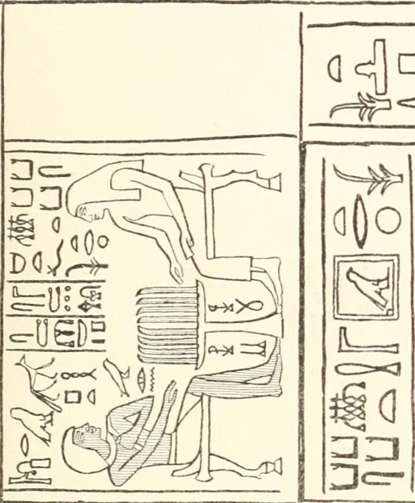 An illustration from Hieroglyphic texts from Egyptian stelae, etc, 1911, leaf 18