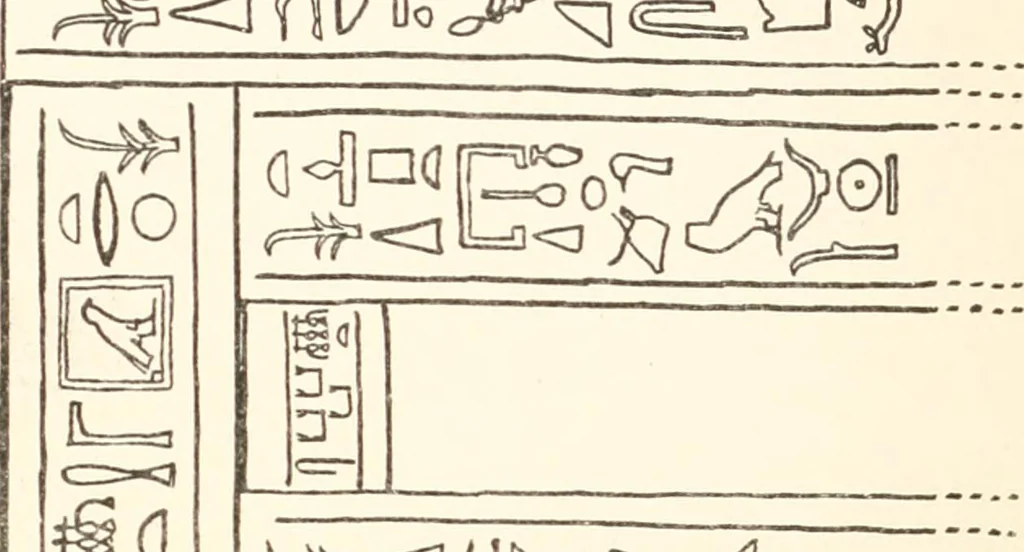 An illustration from Hieroglyphic texts from Egyptian stelae, etc, 1911, leaf 18