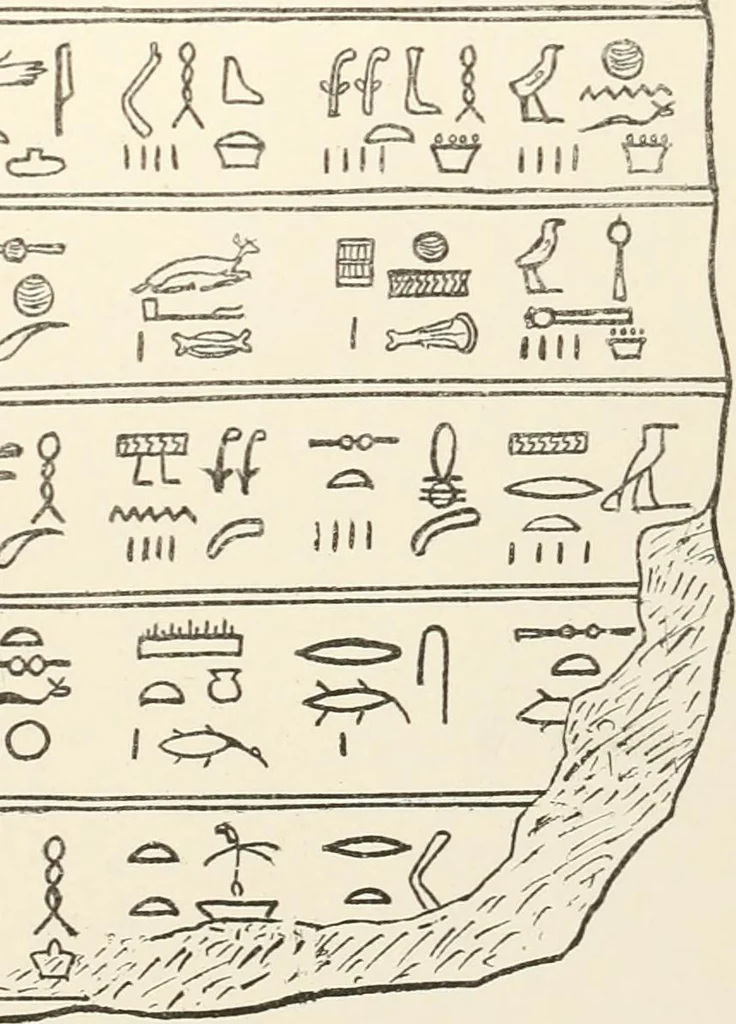 An illustration from Hieroglyphic texts from Egyptian stelae, etc, 1911, leaf 50