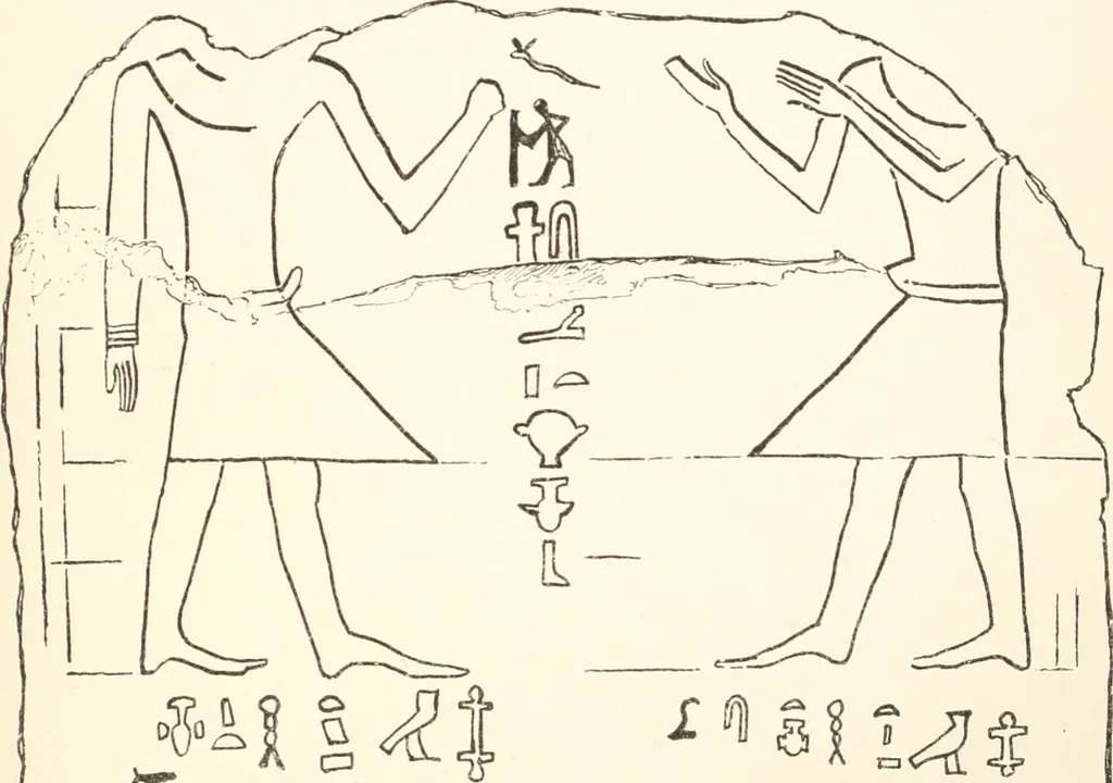 An illustration from Hieroglyphic texts from Egyptian stelae, etc, 1911, leaf 54