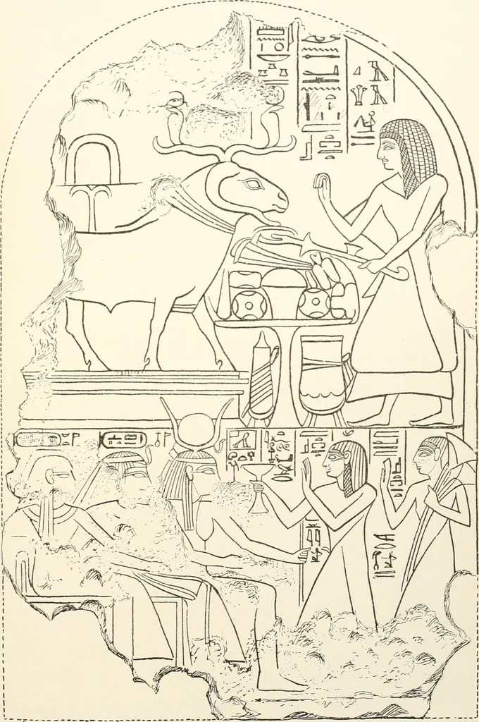 An illustration from Hieroglyphic texts from Egyptian stelae, etc, 1911, leaf 76