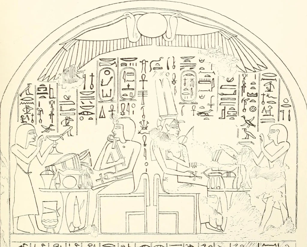 An illustration from Hieroglyphic texts from Egyptian stelae, etc, 1911, leaf 84