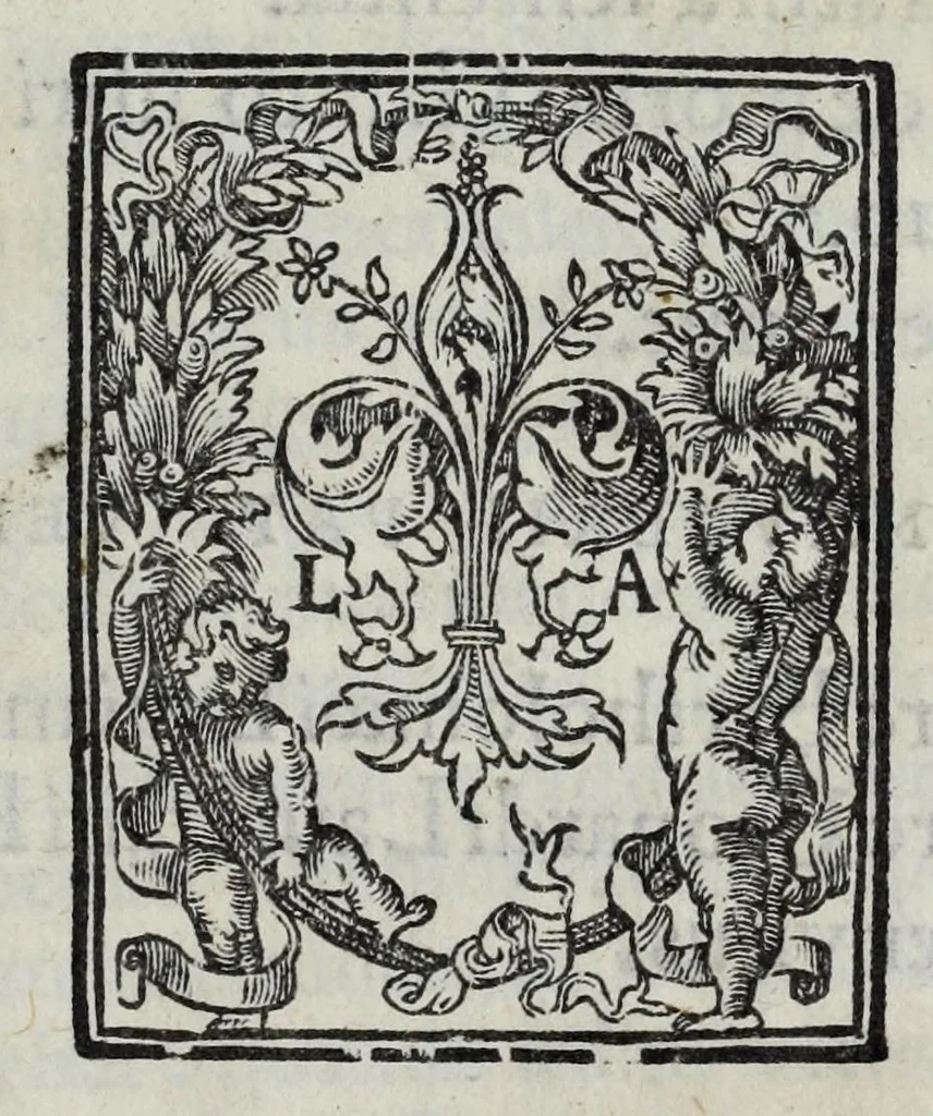 An illustration from Hieronymi Fracastorii veronensis Opera omnia : in vnum proxime post illius mortem collecta, quorum nomina sequens pagina plenius indicat. Accesservnt Andreae Navgerii patricii veneti Orationes duae, carminaq. nonnulla : amicorum cura ob id nuper simul impressa, ut eorum scripta, qui arcta inter se uiuentes necessitudine coniuncti fuerunt, in hominum quoque manus post eorum mortem iuncta pariter peruenirent, 1555, leaf 5