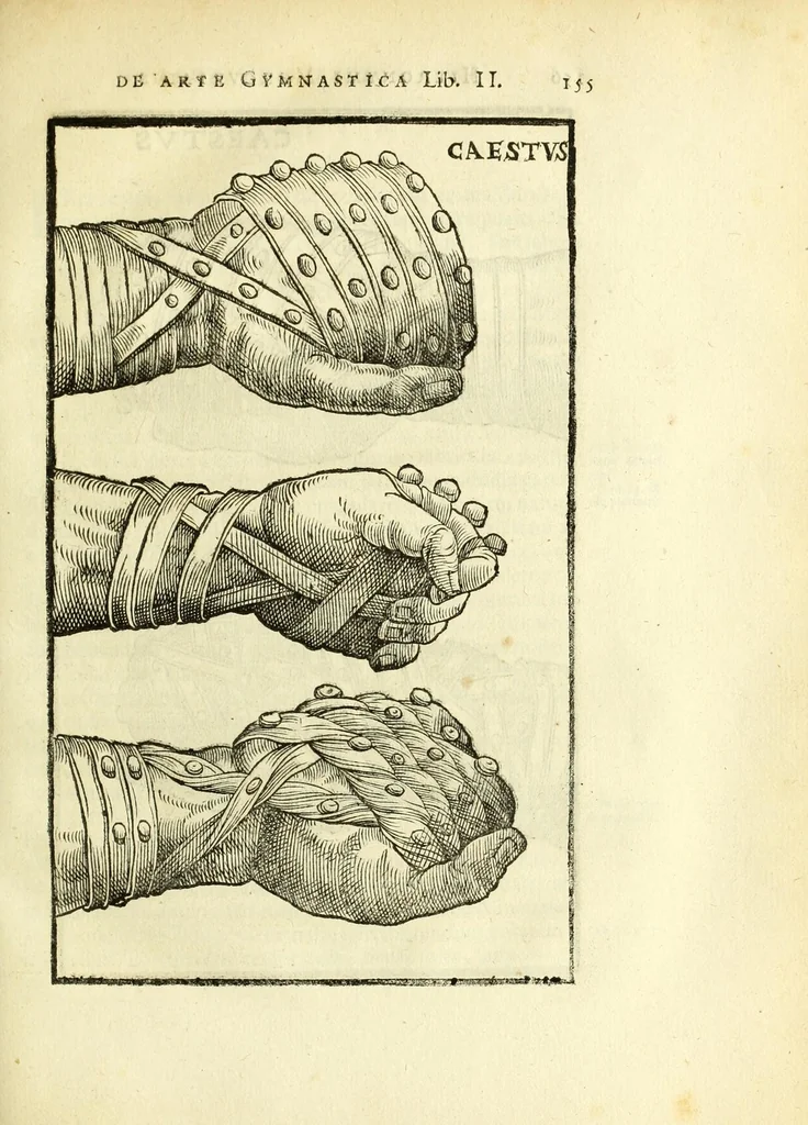 An illustration from Hieronymi Mercurialis Foroliviensis De arte gymnastica libri sex : in quibus exercitationum omnium vetustarum genera, loca, modi, facultates, & quidquid denique ad corporis humani exercitationes pertinet diligenter explicatur, 1672, leaf 177