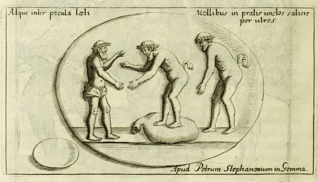 An illustration from Hieronymi Mercurialis Foroliviensis De arte gymnastica libri sex : in quibus exercitationum omnium vetustarum genera, loca, modi, facultates, & quidquid denique ad corporis humani exercitationes pertinet diligenter explicatur, 1672, leaf 186