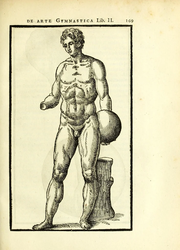 An illustration from Hieronymi Mercurialis Foroliviensis De arte gymnastica libri sex : in quibus exercitationum omnium vetustarum genera, loca, modi, facultates, & quidquid denique ad corporis humani exercitationes pertinet diligenter explicatur, 1672, leaf 191