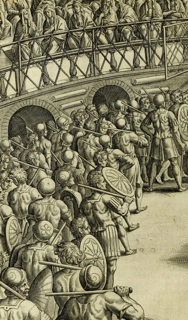 An illustration from Hieronymi Mercurialis Foroliviensis De arte gymnastica libri sex : in quibus exercitationum omnium vetustarum genera, loca, modi, facultates, & quidquid denique ad corporis humani exercitationes pertinet diligenter explicatur, 1672, leaf 222