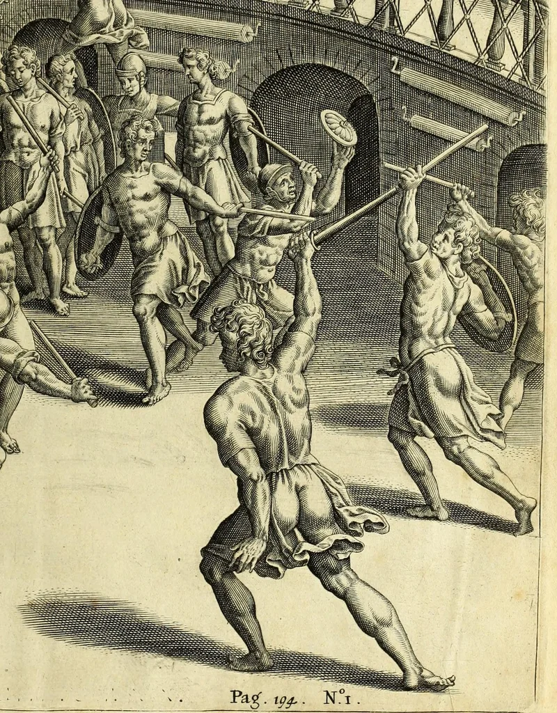 An illustration from Hieronymi Mercurialis Foroliviensis De arte gymnastica libri sex : in quibus exercitationum omnium vetustarum genera, loca, modi, facultates, & quidquid denique ad corporis humani exercitationes pertinet diligenter explicatur, 1672, leaf 223