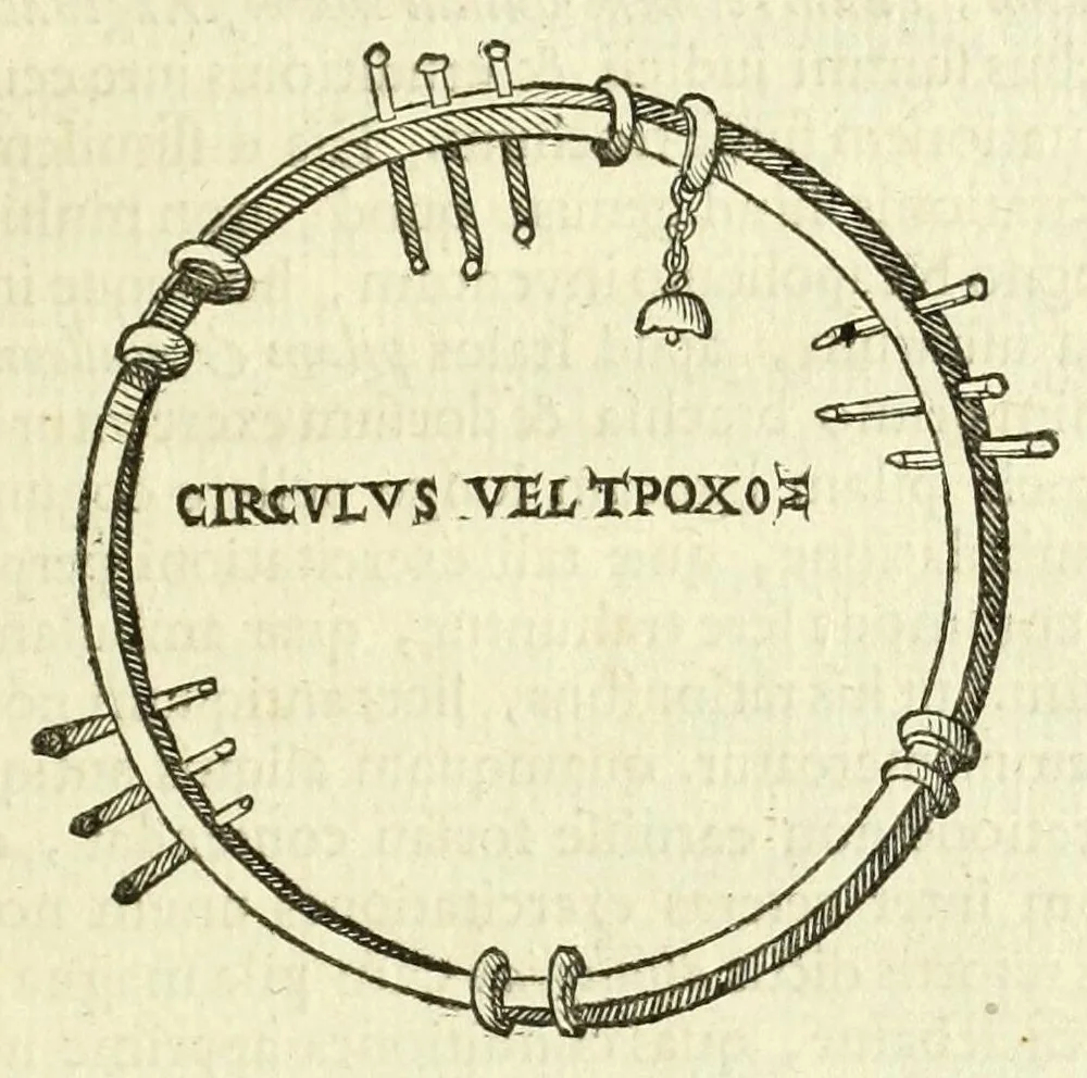 An illustration from Hieronymi Mercurialis Foroliviensis De arte gymnastica libri sex : in quibus exercitationum omnium vetustarum genera, loca, modi, facultates, & quidquid denique ad corporis humani exercitationes pertinet diligenter explicatur, 1672, leaf 253