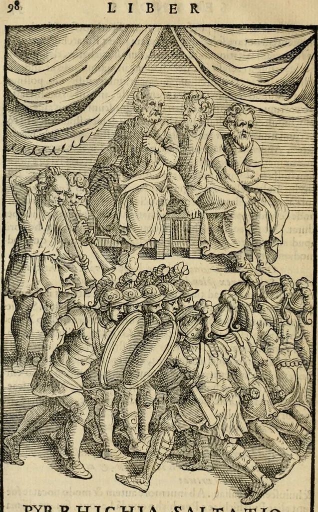 An illustration from Hieronymi Mercvrialis De arte gymnastica libri sex : in quibus exercitationum omnium vetustarum genera, loca, modi, facultates, & quidquid deniq. ad corporis humani exercitationes pertinet, diligenter explicatur .., 1573, leaf 117