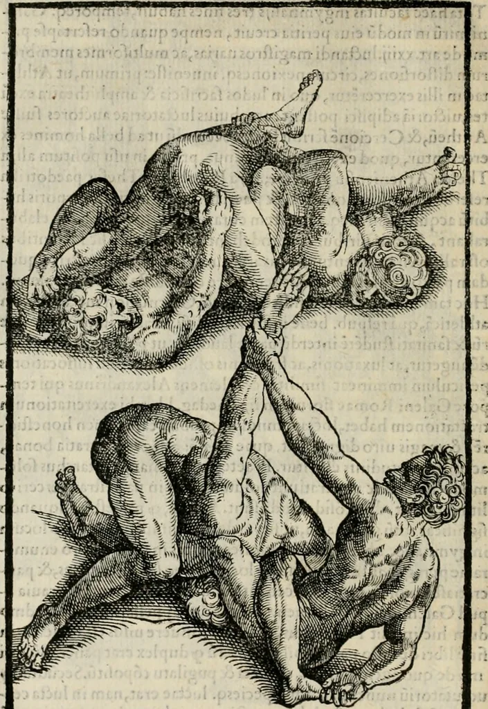 An illustration from Hieronymi Mercvrialis De arte gymnastica libri sex : in quibus exercitationum omnium vetustarum genera, loca, modi, facultates, & quidquid deniq. ad corporis humani exercitationes pertinet, diligenter explicatur .., 1573, leaf 125