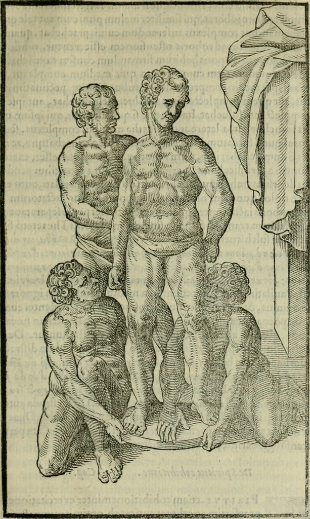 An illustration from Hieronymi Mercvrialis De arte gymnastica libri sex : in quibus exercitationum omnium vetustarum genera, loca, modi, facultates, & quidquid deniq. ad corporis humani exercitationes pertinet, diligenter explicatur .., 1573, leaf 170