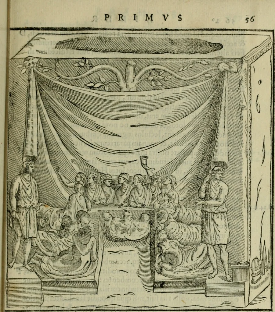An illustration from Hieronymi Mercvrialis De arte gymnastica libri sex : in quibus exercitationum omnium vetustarum genera, loca, modi, facultates, & quidquid deniq. ad corporis humani exercitationes pertinet, diligenter explicatur .., 1573, leaf 74