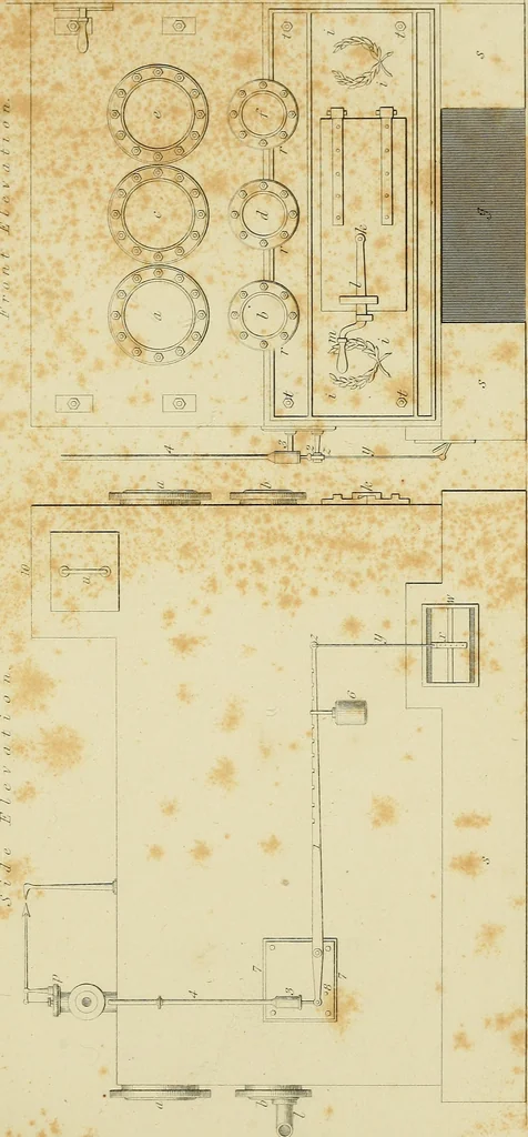 An illustration from The high-pressure steam engine : an exposition of its comparative merits, and an essay towards an improved system of construction, adapted especially to secure safety and economy in its use, 1847, leaf 327