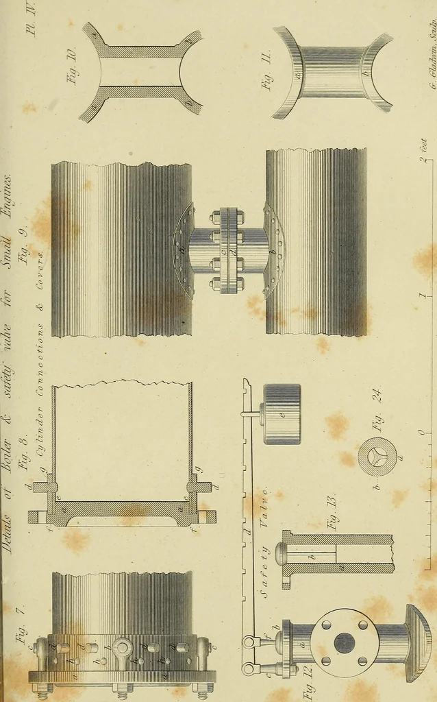 An illustration from The high-pressure steam engine : an exposition of its comparative merits, and an essay towards an improved system of construction, adapted especially to secure safety and economy in its use, 1847, leaf 333