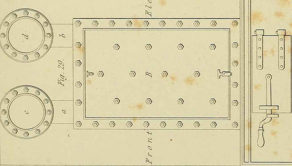 An illustration from The high-pressure steam engine : an exposition of its comparative merits, and an essay towards an improved system of construction, adapted especially to secure safety and economy in its use, 1847, leaf 339