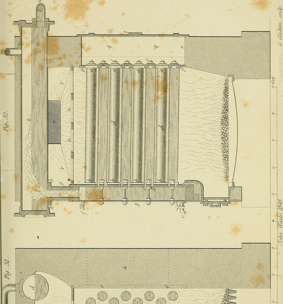 An illustration from The high-pressure steam engine : an exposition of its comparative merits, and an essay towards an improved system of construction, adapted especially to secure safety and economy in its use, 1847, leaf 341