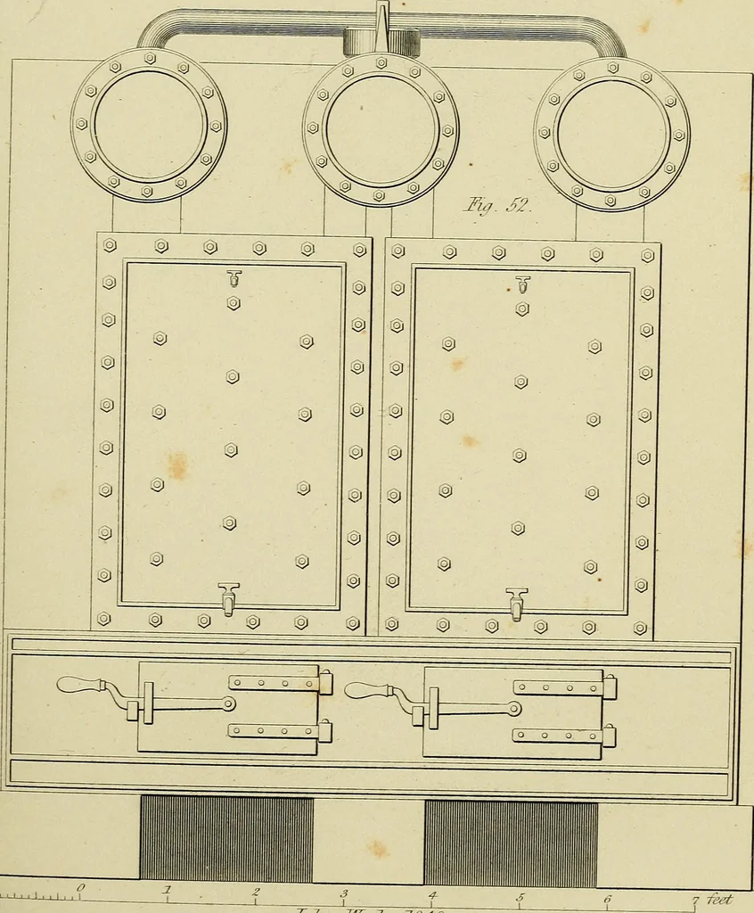 An illustration from The high-pressure steam engine : an exposition of its comparative merits, and an essay towards an improved system of construction, adapted especially to secure safety and economy in its use, 1847, leaf 347
